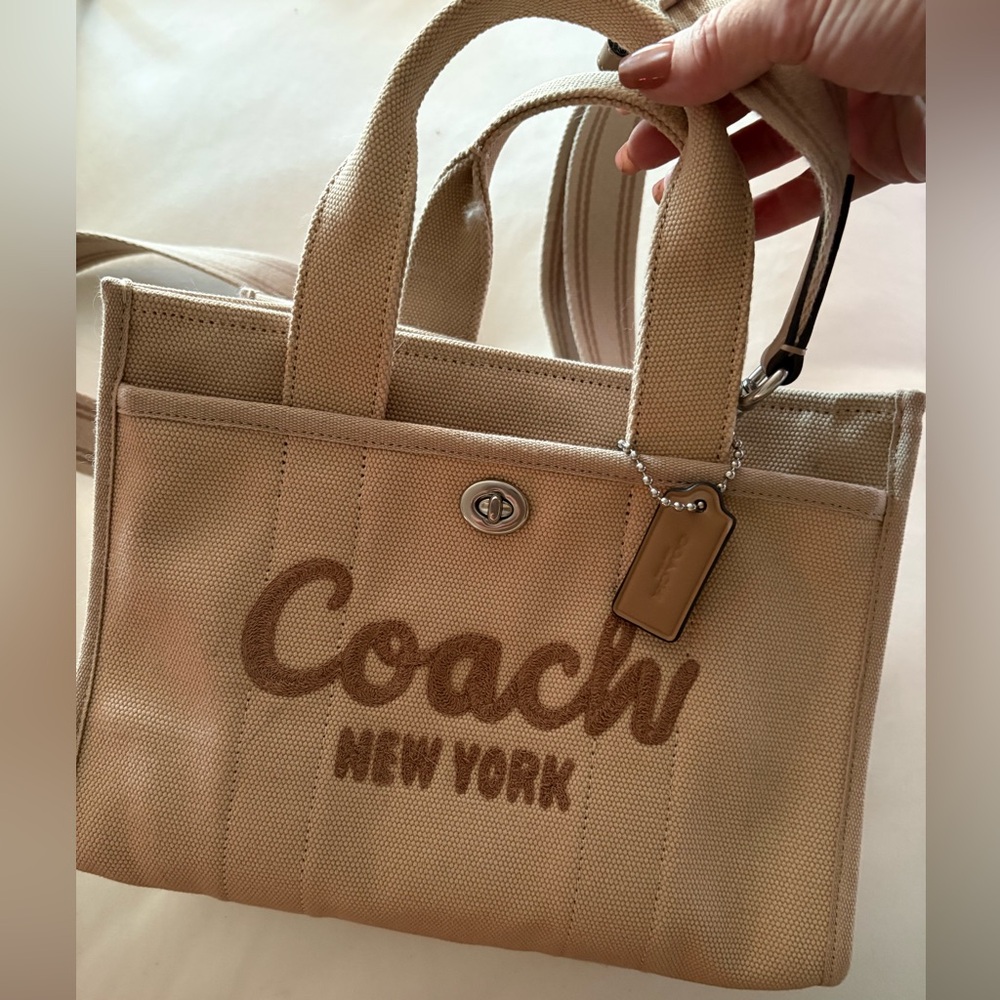 Coach Dark Natural Canvas Tote Bag 26